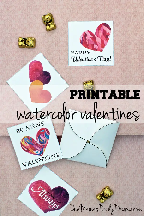 Printable watercolor valentines | One Mama's Daily Drama