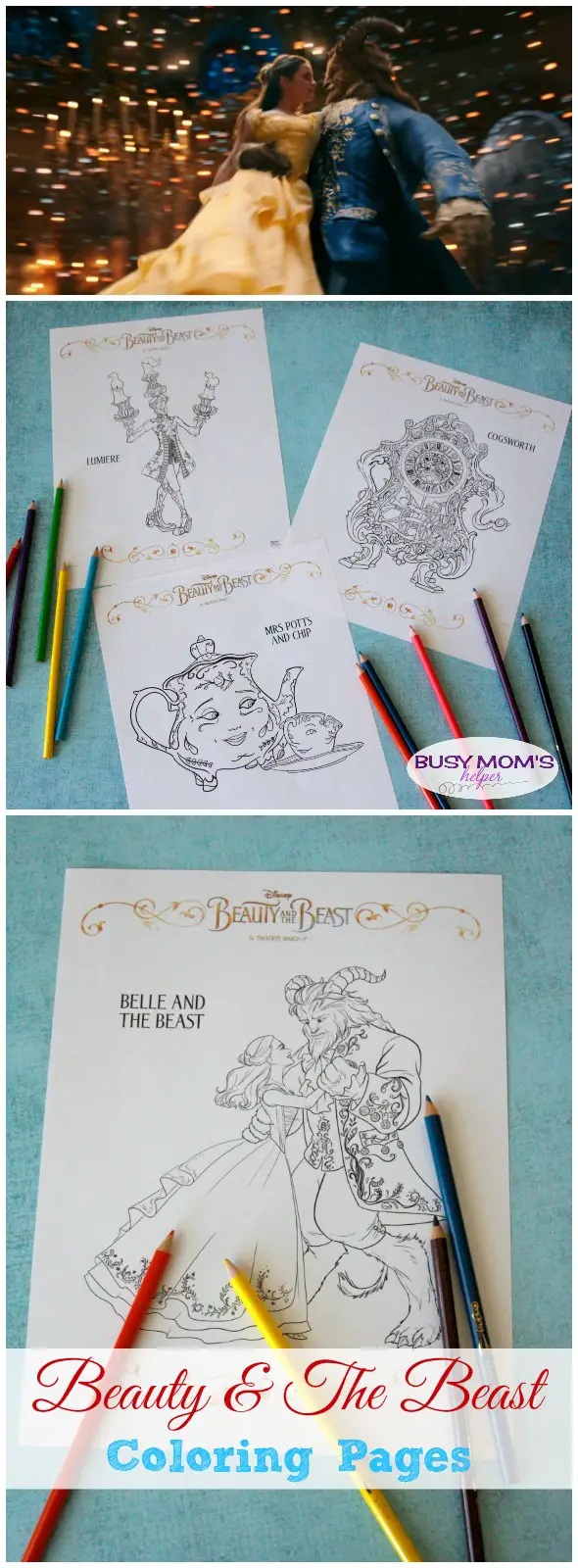 Beauty & The Beast Coloring Pages Free Printables