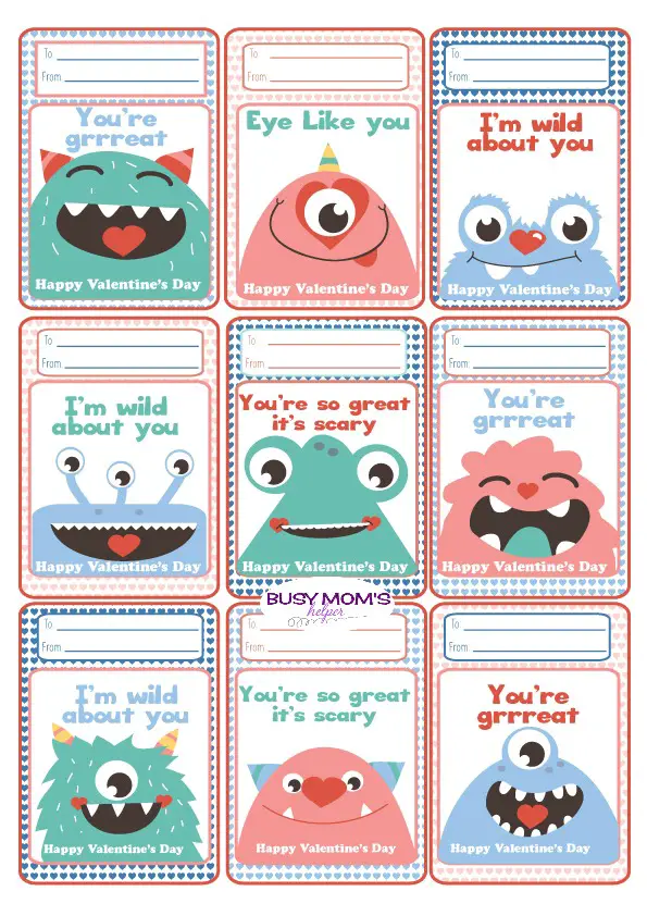 Silly Monster Valentines