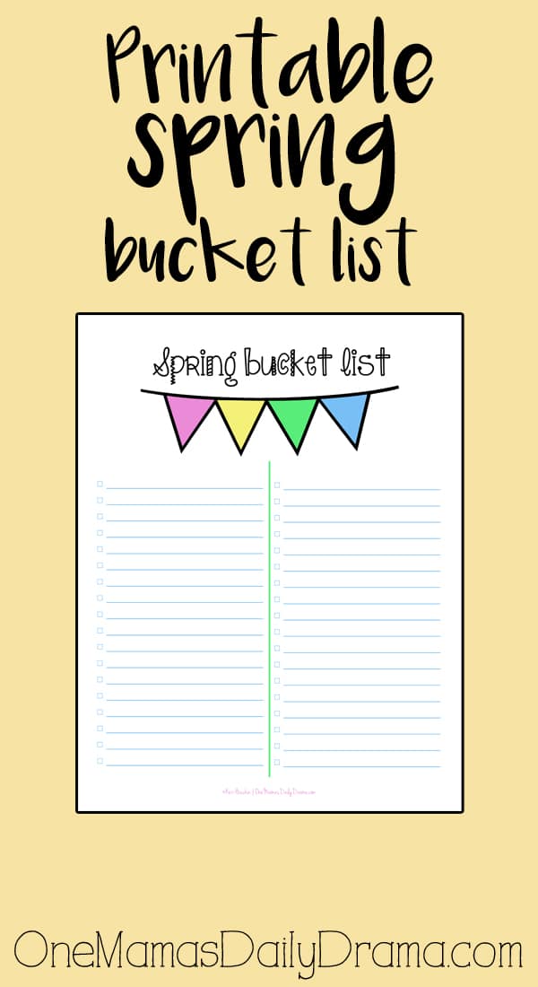 Free printable spring bucket list | OneMamasDailyDrama.com