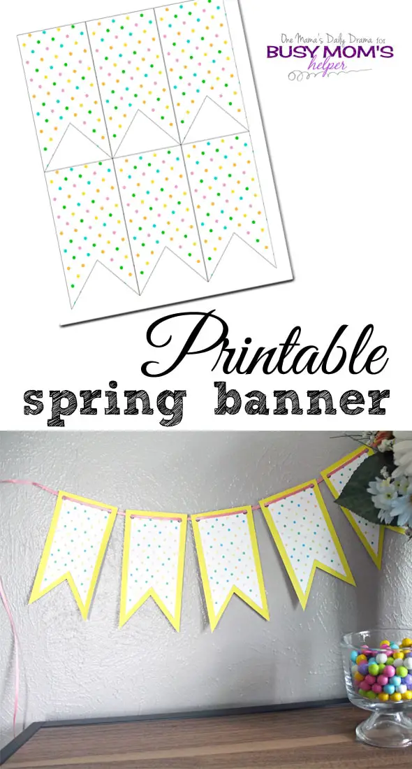 Printable spring banner: bright polka dots paper craft