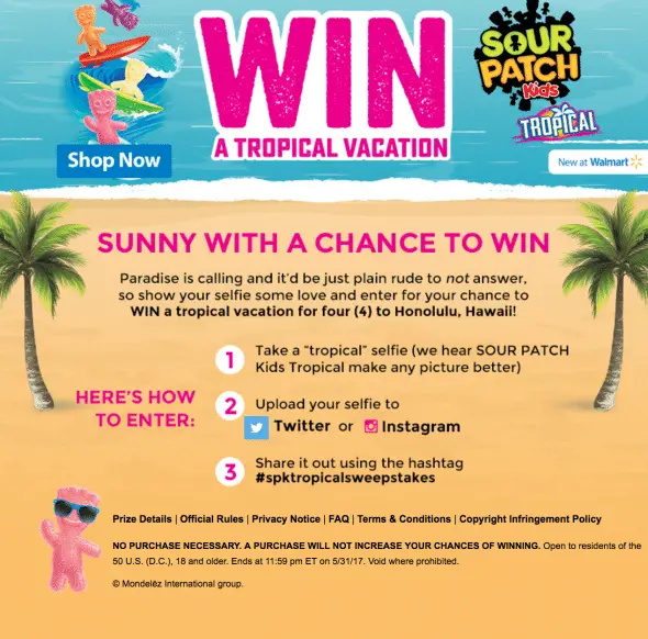 Win big with Sour Patch Kids Tropical Sweepstakes! #spktropicalsweepstakes #ad @sourpatchkids @walmart