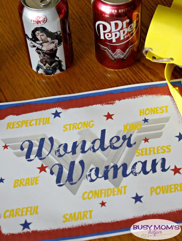 Wonder Woman Inspired Movie Night / DIY Wonder Woman Inspired Tiara & Bracelets / Wonder Woman Inspired Free Printable Wall Art #WonderfulMovieNight #WonderWoman #ad