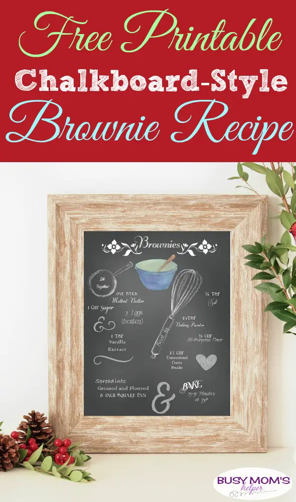 Printable Brownie Recipe Decor / A fun chalkboard brownie recipe printable to decorate a pot luck party, your kitchen or anywhere!