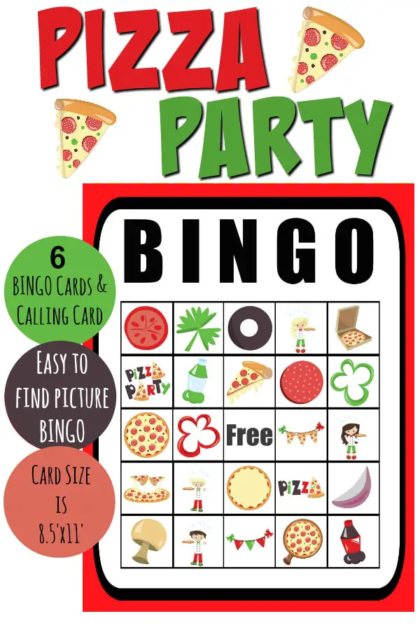 Free Printable Pizza Party Bingo Cards