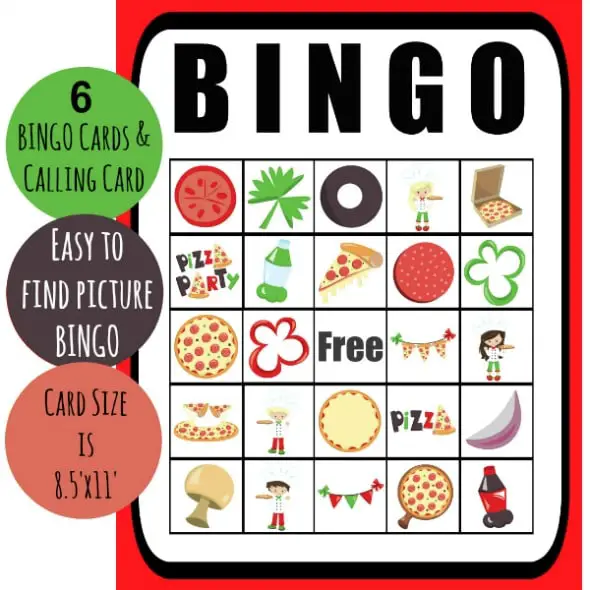 Free Printable Pizza Party Bingo Cards