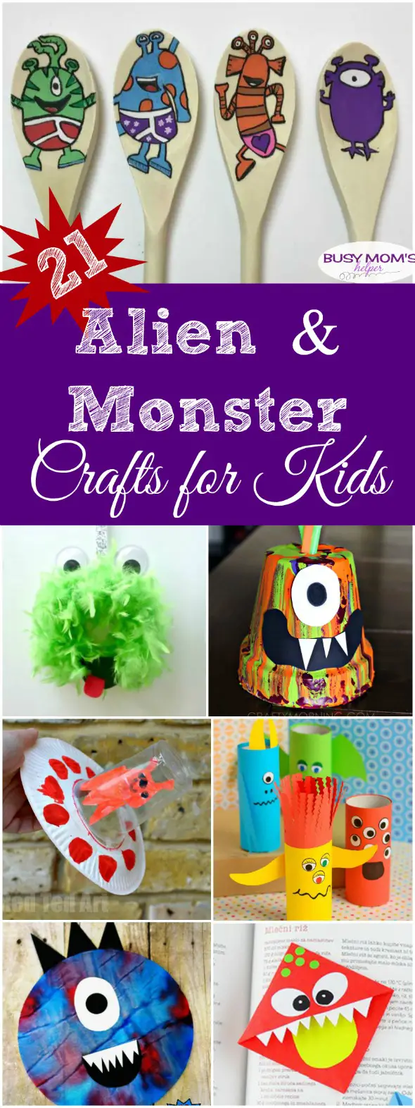 21 Alien and Monster Crafts for Kids #kidcrafts #aliens #monsters #craftsforkids