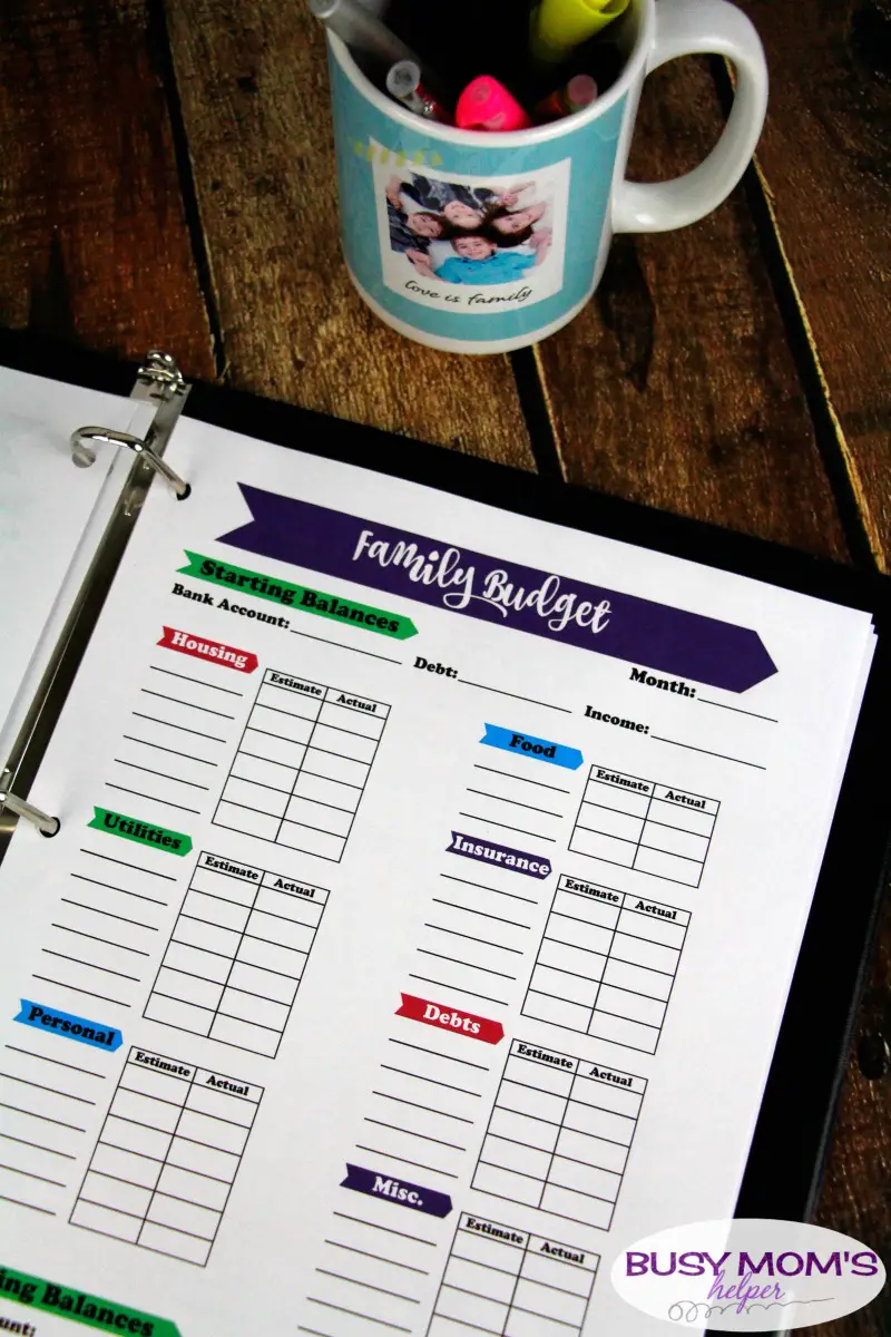 Family Home Binder Printables - keep all your family's important information in one, simple place with this helpful printable pack perfect for busy moms! There's pages for emergency contacts & plans, birthdays, medical and school information, budgets, weekly tasks and to do lists, menu and shopping lists, babysitter sheet & more! #printable #homebinder #familybinder #busymoms #homemanagement
