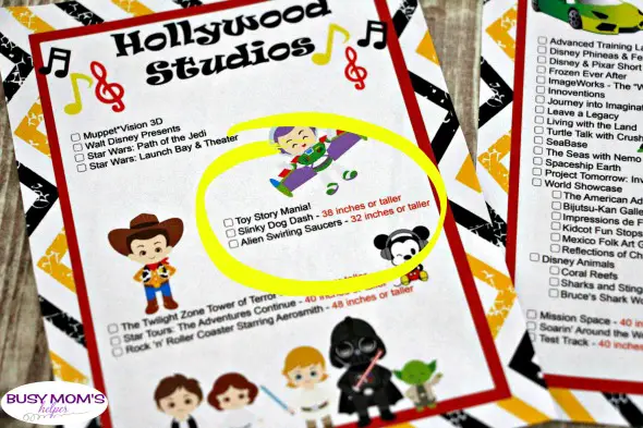 Updated Printable Walt Disney World Ride List now including Toy Story Land! #wdw #freeprintable #printable #waltdisneyworld #disney #ridelist #themepark #travel #family #magickingdom #epcot #hollywoodstudios #animalkingdom
