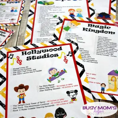 Updated Printable Walt Disney World Ride List now including Toy Story Land! #wdw #freeprintable #printable #waltdisneyworld #disney #ridelist #themepark #travel #family #magickingdom #epcot #hollywoodstudios #animalkingdom