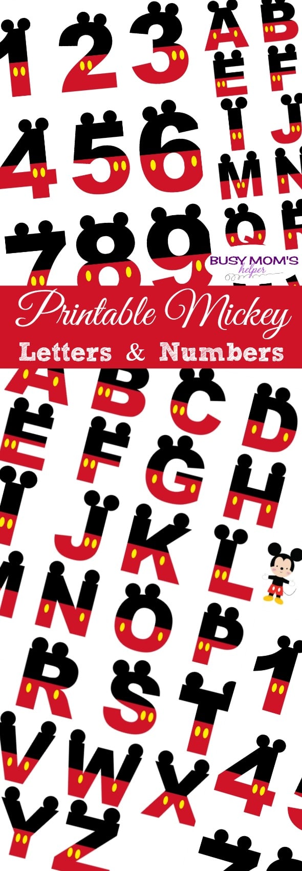 Free Printable Mickey Letters & Numbers #disney #mickeymouse #banner #printable #freeprintable #mickeyletters #mickeynumbers