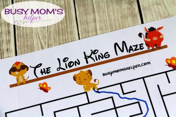Free Lion King Printable Maze activity for kids #thelionking #printable #freeprintable #kidactivity #lionking #disney