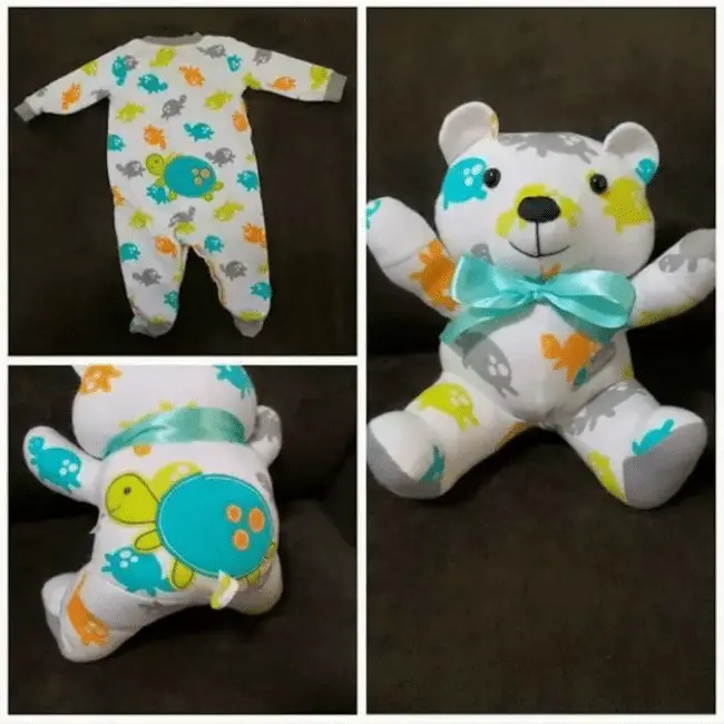 baby onesie into teddy bear