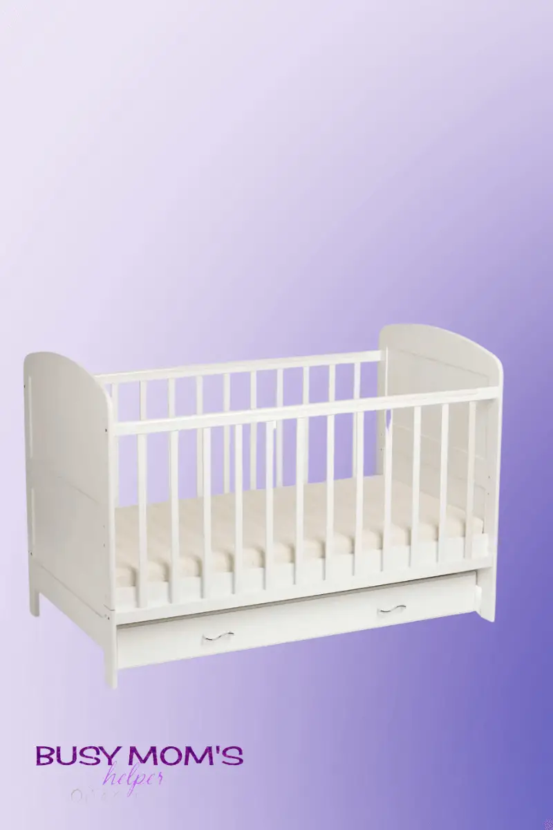 white crib on a purple background